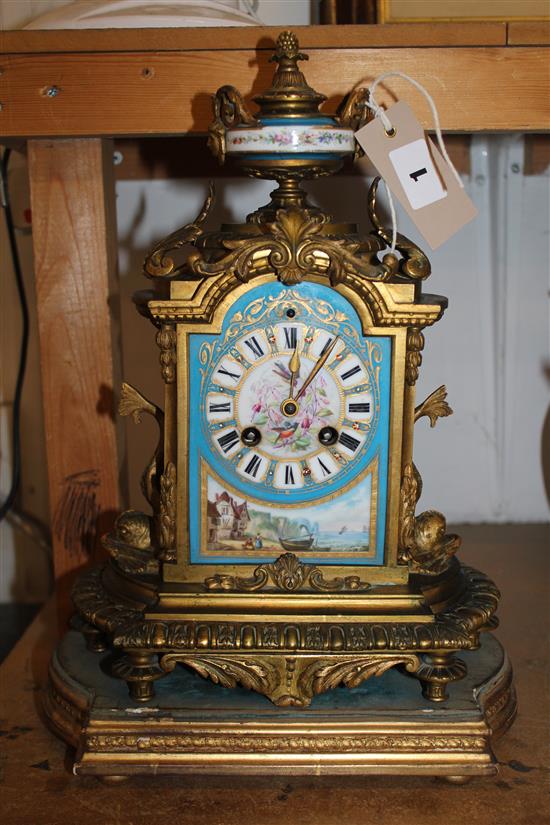 French ormolu & porcelain clock